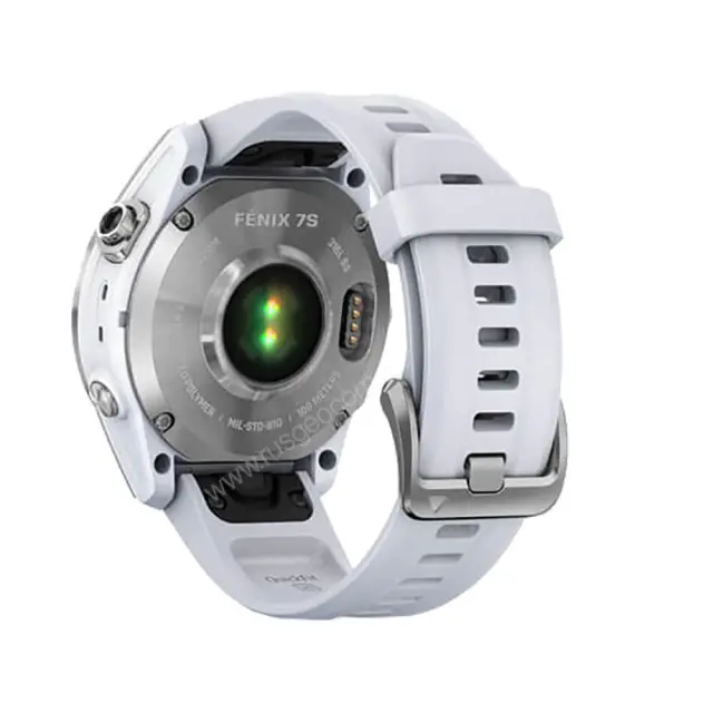 Часы с gps Garmin Fenix 7S серебристый с белым силиконовым ремешком