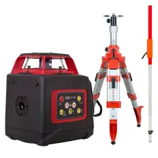 RGK SP-400 + штатив RGK SH-170, рейка RGK LR-2 - ротационный нивелир с красным лучом