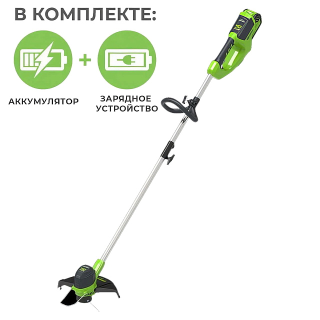 Аккумуляторный триммер Greenworks G40LTK4U, 40V с АКБ 4 Ач USB + ЗУ